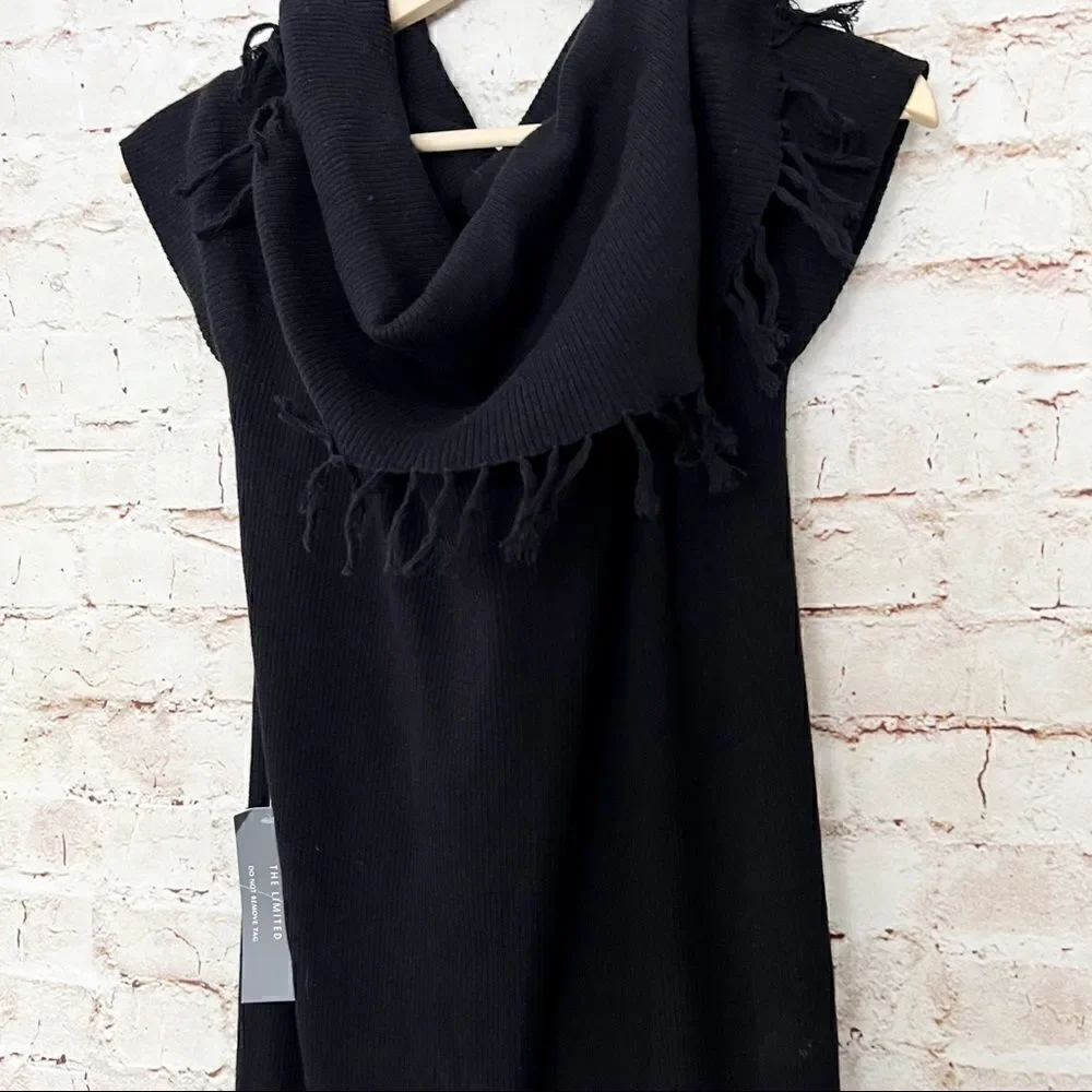 The Limited cowl neck fringe sweater dress